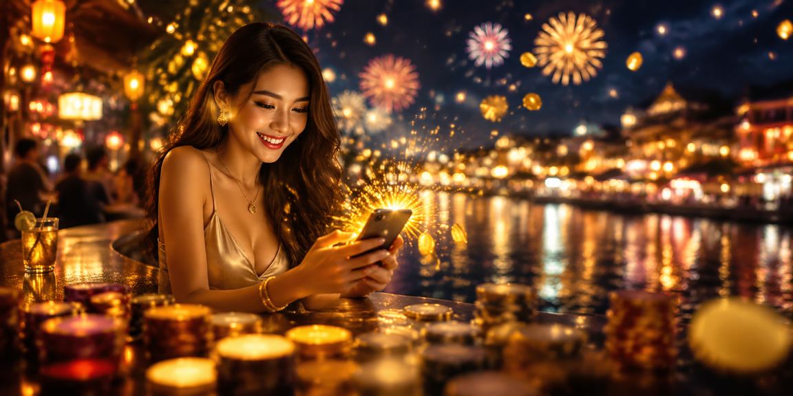 Người dùng truy cập xs20 trên điện thoại tại chợ đêm Phú Quốc